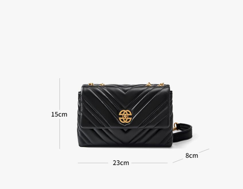 Sac Messager Carré en Cuir avec Chaîne