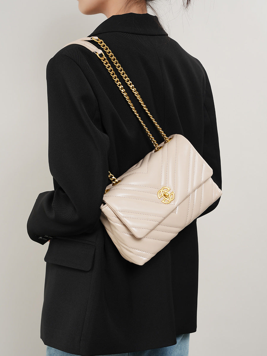 Sac Messager Carré en Cuir avec Chaîne
