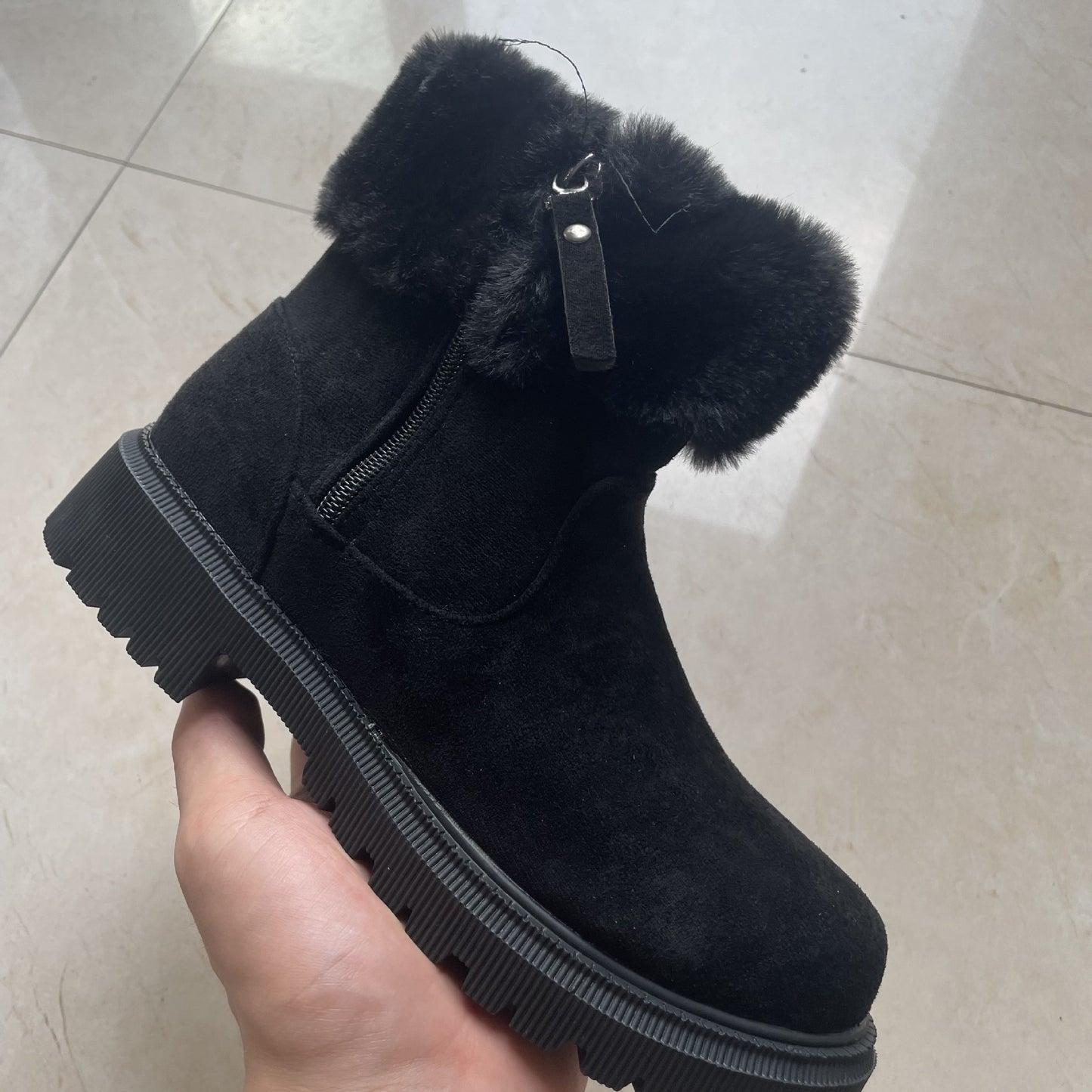 Bottes d'Hiver en Peluche à Zip Latéral