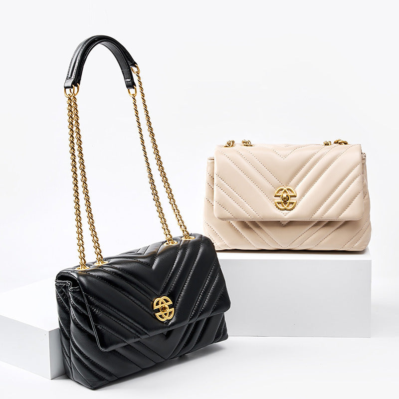 Sac Messager Carré en Cuir avec Chaîne