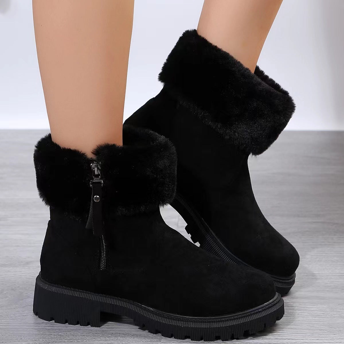 Bottes d'Hiver en Peluche à Zip Latéral