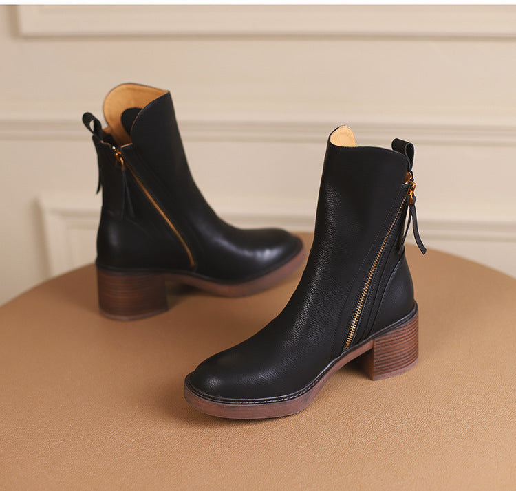 Bottines Marron Élégantes à Talon Épais