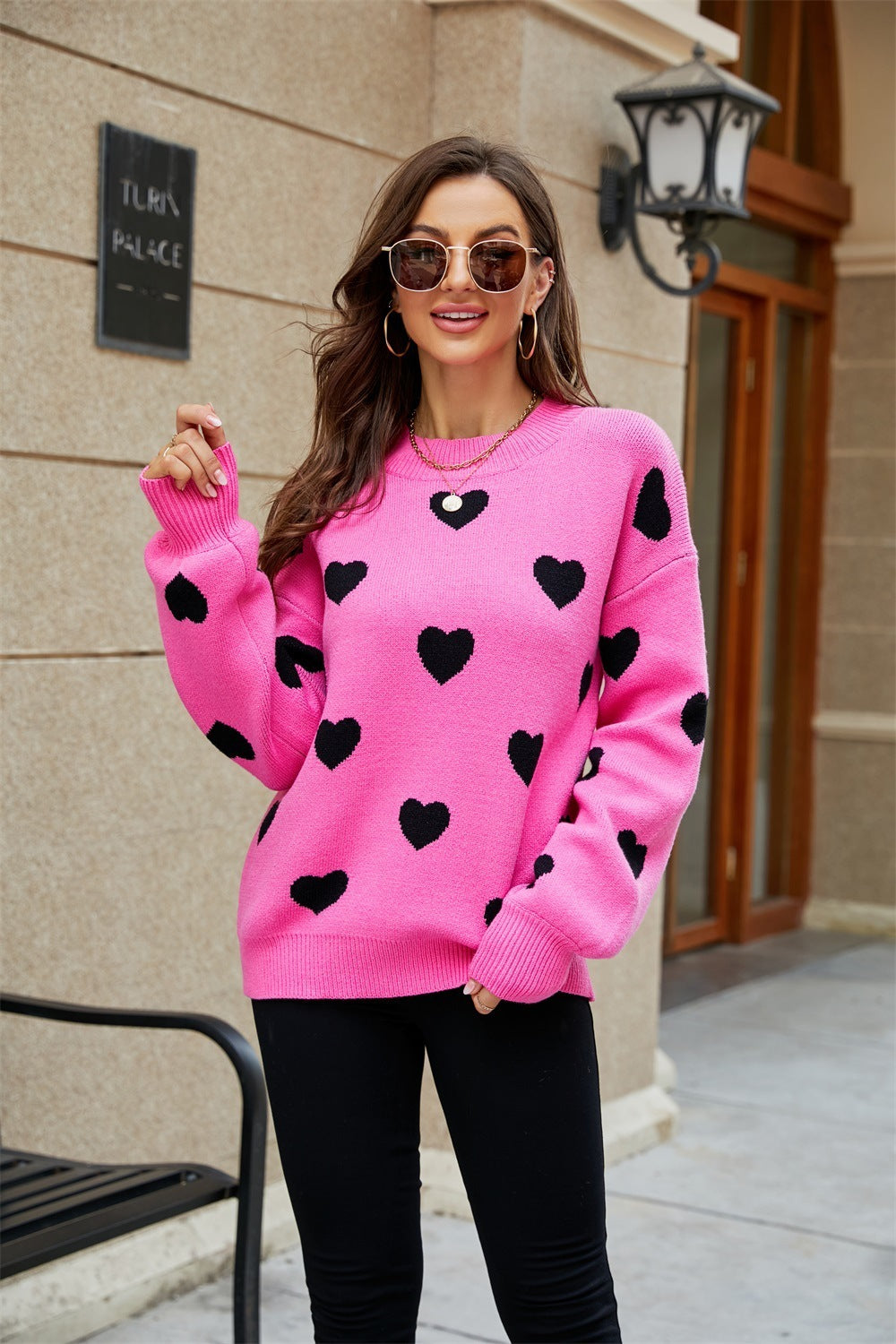 Pull Ample à Col Rond Motif Cœur - Saint-Valentin ,Grandes Tailles.