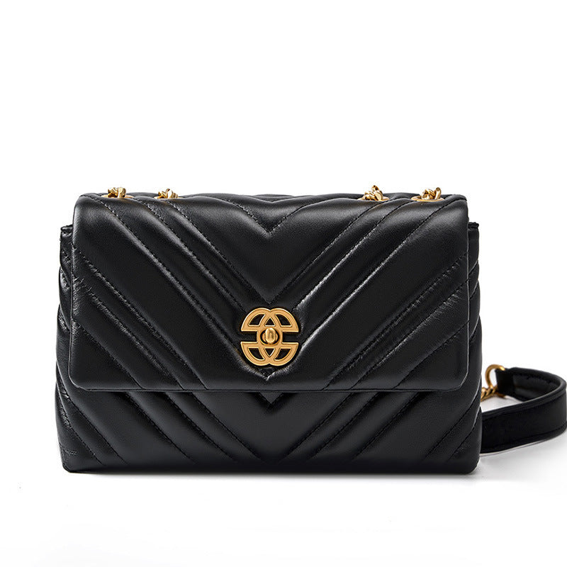 Sac Messager Carré en Cuir avec Chaîne
