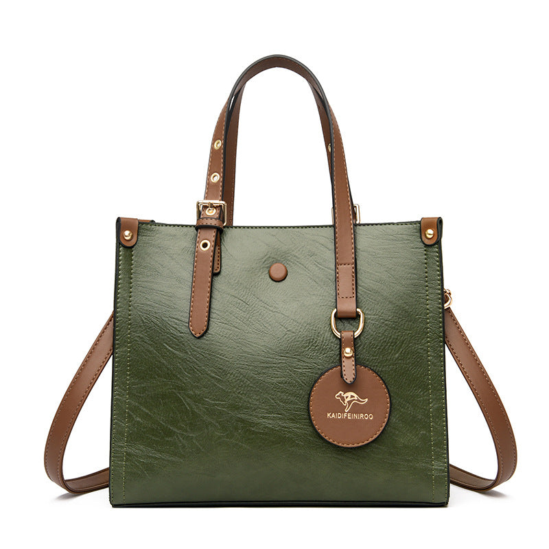 Sac de voyage élégant en cuir de vachette ciré à l'huile pour femme