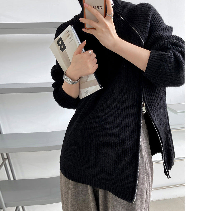 Pull Zippé Col Roulé Grande Taille - Tricot Ample