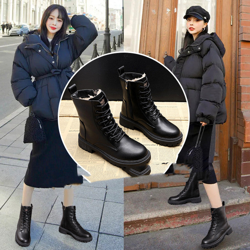 Bottes Martin d'hiver en velours épaisses avec coton