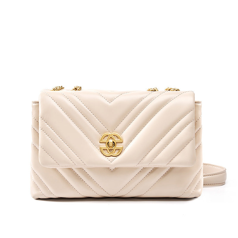Sac Messager Carré en Cuir avec Chaîne