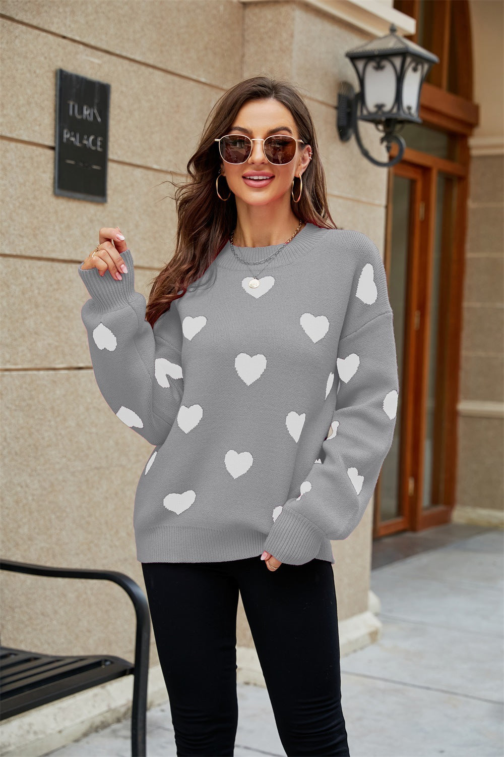 Pull Ample à Col Rond Motif Cœur - Saint-Valentin ,Grandes Tailles.