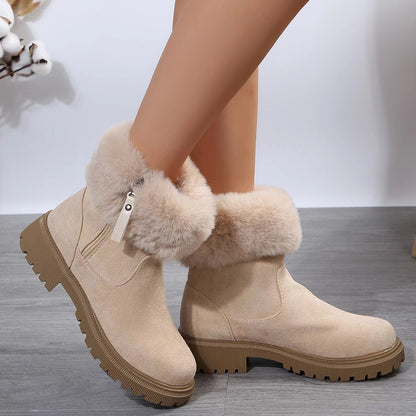 Bottes d'Hiver en Peluche à Zip Latéral