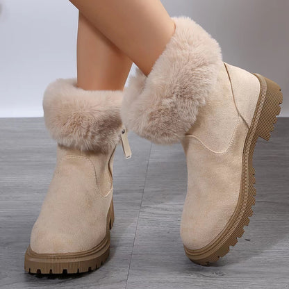 Bottes d'Hiver en Peluche à Zip Latéral