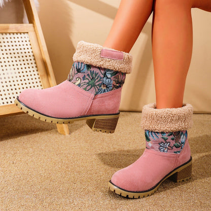 Bottes Hiver Femme Ethniques Brodées Mi- Mollet